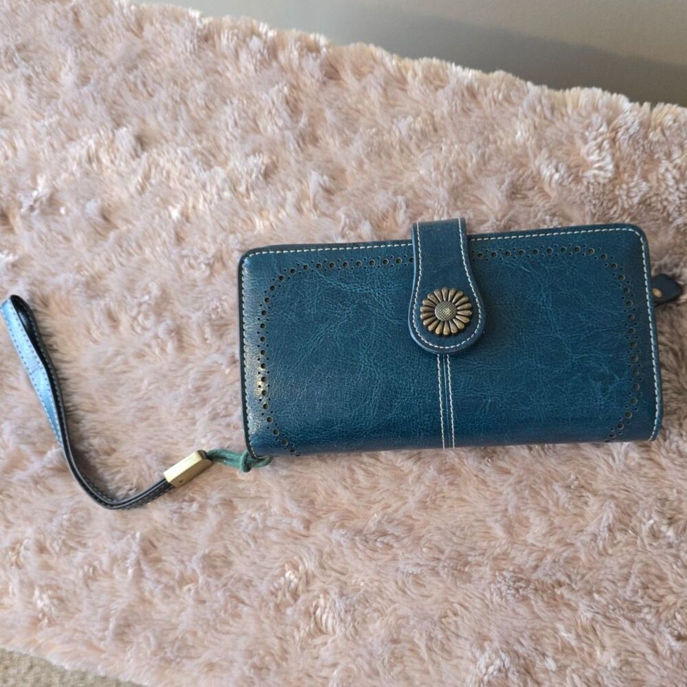 SENDEFN Wallet Leather Bifold Organizer Teal RFID Snap Zip Card Holder - Picture 15 of 15
